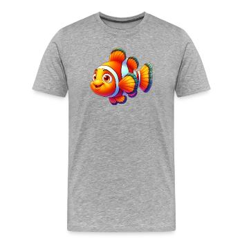 Poisson-clown - T-shirt bio Premium Homme - gris chiné - Devant - Damien (186cm)