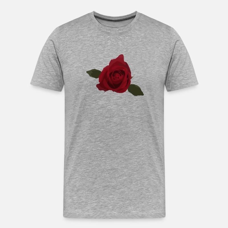 Rote Rose, Blume, Draufsicht - Männer Premium Bio T-Shirt - Grau meliert