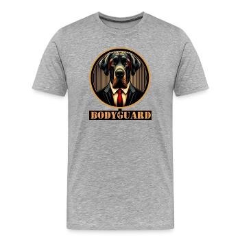 Bodyguard Hund im Anzug - Männer Premium Bio T-Shirt - Grau meliert - Vorne - Damien (186cm)