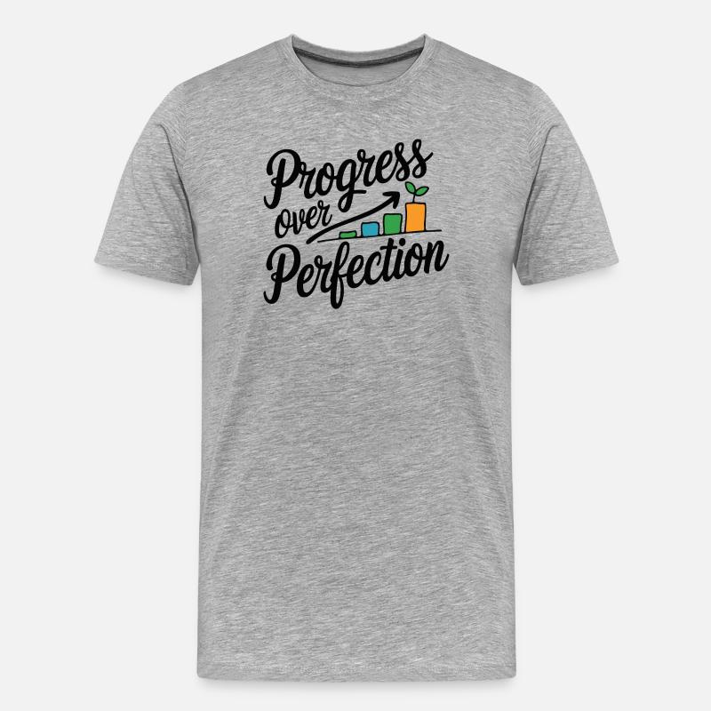 Wachstumsdiagramm "Fortschritt über Perfektion" - Männer Premium Bio T-Shirt - Grau meliert