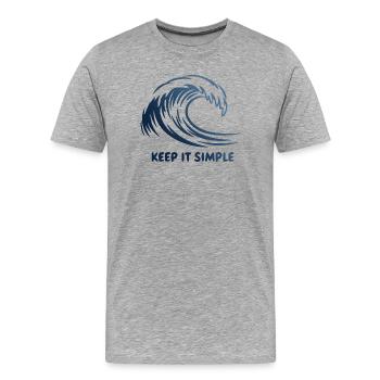 Halten Sie es einfach Welle - Männer Premium Bio T-Shirt - Grau meliert - Vorne - Damien (186cm)