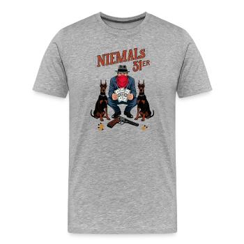 Niemals 31ER - Männer Premium Bio T-Shirt - Grau meliert - Vorne - Damien (186cm)