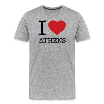 I LOVE ATHENS - Men's Premium Organic T-Shirt - heather grey - Front - Damien (186cm)