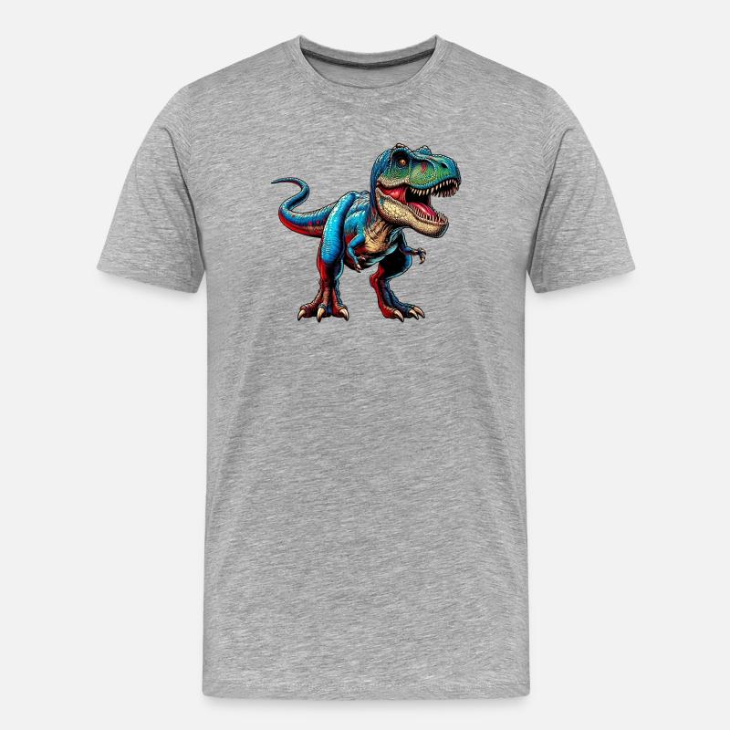 Dinosaurier - Männer Premium Bio T-Shirt - Grau meliert