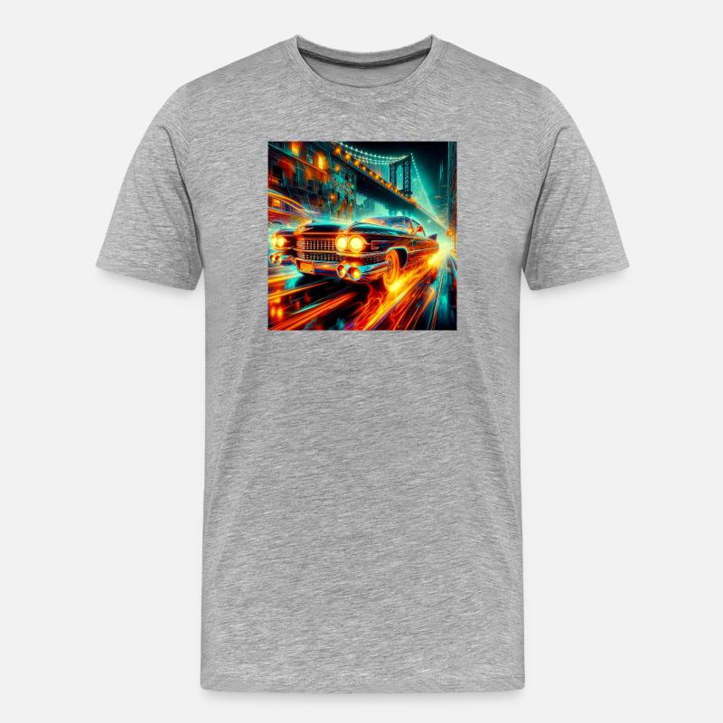 Oldtimer Elektroauto - Männer Premium Bio T-Shirt - Grau meliert