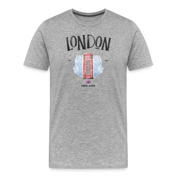 London Red Phone Booth Watercolor - Men's Premium Organic T-Shirt - heather grey - Front - Damien (186cm)