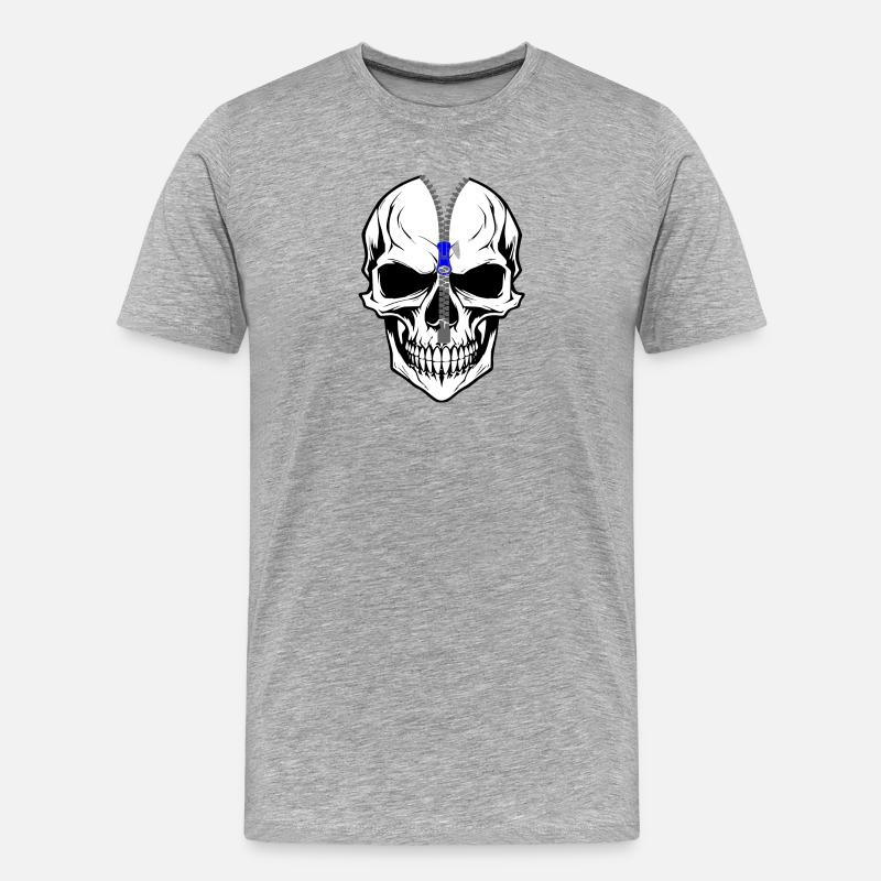 Schädel - Männer Premium Bio T-Shirt - Grau meliert