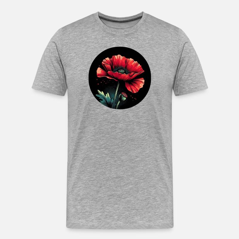 Mohnblume rot - Männer Premium Bio T-Shirt - Grau meliert