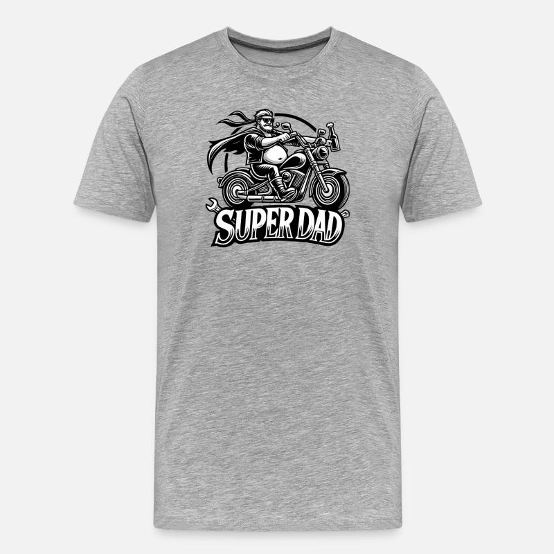 Super Dad Motorradheld - Männer Premium Bio T-Shirt - Grau meliert