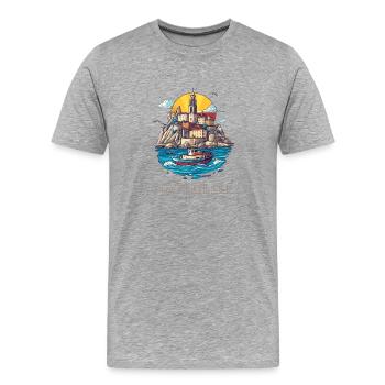 Marseille - Ville au Cœur de la Méditerranée - T-shirt bio Premium Homme - gris chiné - Devant - Damien (186cm)