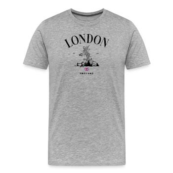 Minuscule Union Jack Accent sur Noir - T-shirt bio Premium Homme - gris chiné - Devant - Damien (186cm)