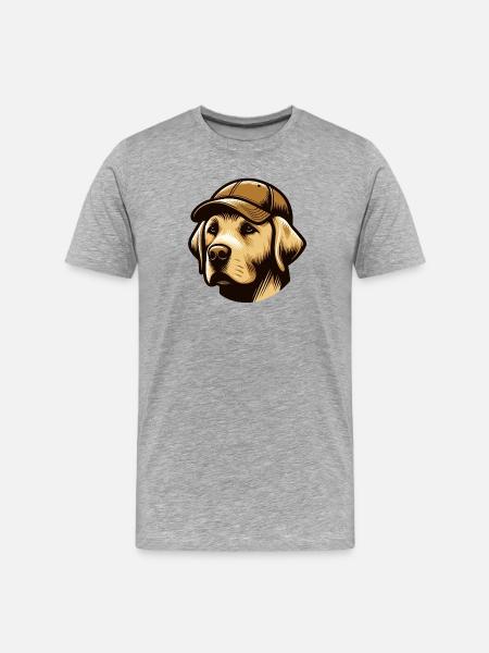 Labrador with cap - Men's Premium Organic T-Shirt - heather grey
