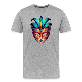 Masque du Carnaval de Venise - T-shirt bio Premium Homme - gris chiné - Devant - Damien (186cm)
