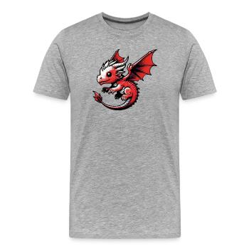 Drache - Männer Premium Bio T-Shirt - Grau meliert - Vorne - Damien (186cm)