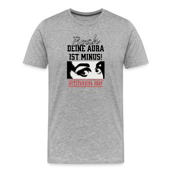 **Deine Aura** Streetwear - Männer Premium Bio T-Shirt - Grau meliert - Vorne - Damien (186cm)