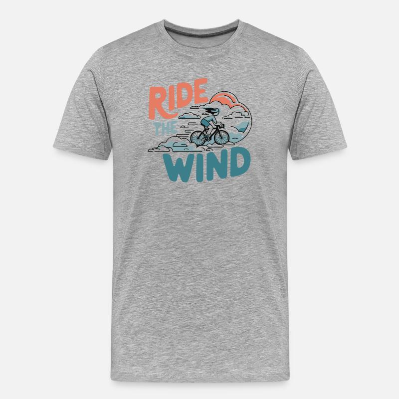 Fahren Sie mit dem Wind-Radfahrer - Männer Premium Bio T-Shirt - Grau meliert
