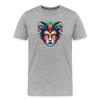 Masque du Carnaval de Venise - T-shirt bio Premium Homme - gris chiné - Devant - Damien (186cm)