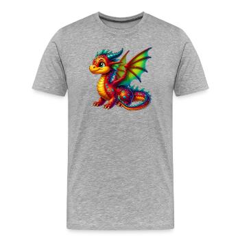 Drache - Männer Premium Bio T-Shirt - Grau meliert - Vorne - Damien (186cm)
