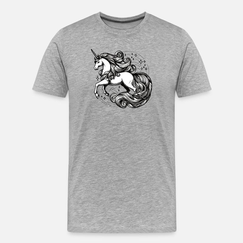 Einhorn Magischer Einhorntraum - Männer Premium Bio T-Shirt - Grau meliert