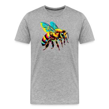 Biene - Männer Premium Bio T-Shirt - Grau meliert - Vorne - Damien (186cm)