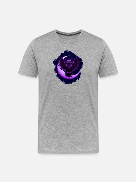 eulen, Sternenmuster, Mondsichel - Männer Premium Bio T-Shirt - Grau meliert