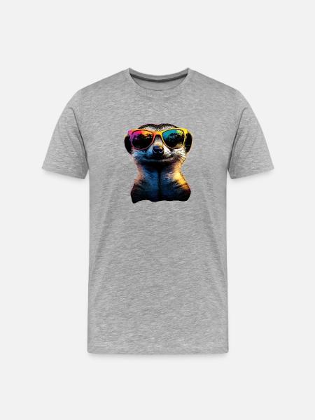 Erdmännchen Sonnenbrille Bunt Süßes Erdmännchen - Männer Premium Bio T-Shirt - Grau meliert