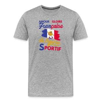 amour gloire française de l apéro sportif - T-shirt bio Premium Homme - gris chiné - Devant - Damien (186cm)