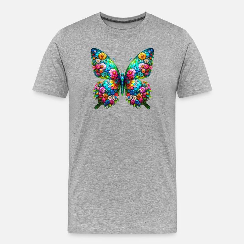 Schmetterling - Männer Premium Bio T-Shirt - Grau meliert
