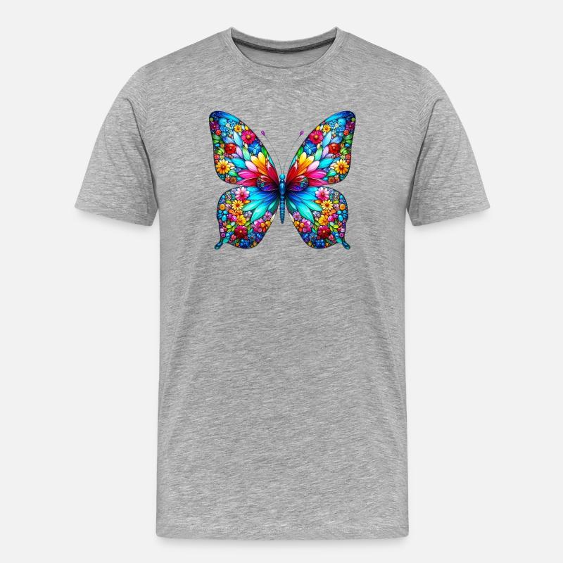 Schmetterling - Männer Premium Bio T-Shirt - Grau meliert