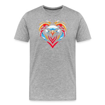 Bird of Prey in heart - Men's Premium Organic T-Shirt - heather grey - Front - Damien (186cm)