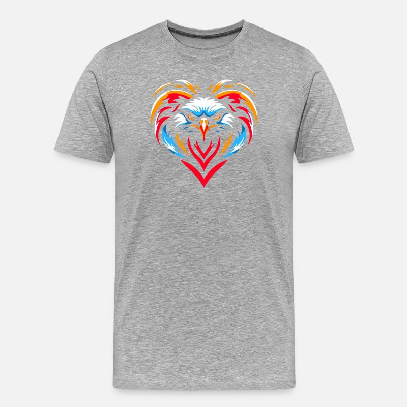 Greifvogel im Herzen - Männer Premium Bio T-Shirt - Grau meliert