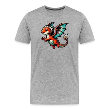 Drache - Männer Premium Bio T-Shirt - Grau meliert - Vorne - Damien (186cm)