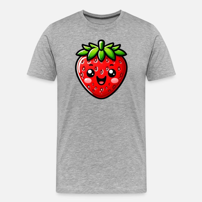Erdbeeren Erdbeeren - Männer Premium Bio T-Shirt - Grau meliert