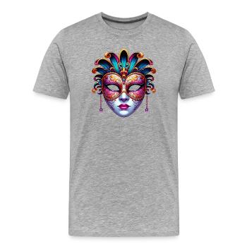 Masque du Carnaval de Venise - T-shirt bio Premium Homme - gris chiné - Devant - Damien (186cm)