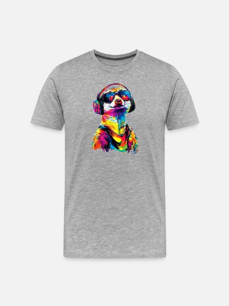 Erdmännchen Sonnenbrille Bunt Süßes Erdmännchen - Männer Premium Bio T-Shirt - Grau meliert