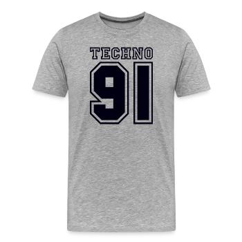 TECHNO 91 - T-shirt bio Premium Homme - gris chiné - Devant - Damien (186cm)