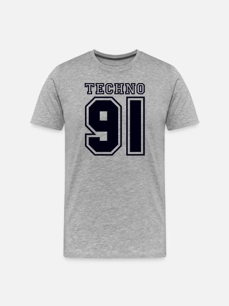 TECHNO 91 - Männer Premium Bio T-Shirt - Grau meliert