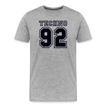 TECHNO 92 - T-shirt bio Premium Homme - gris chiné - Devant - Damien (186cm)