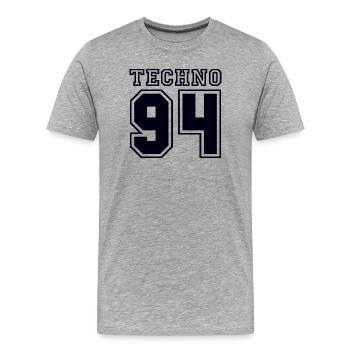 TECHNO 94 - T-shirt bio Premium Homme - gris chiné - Devant - Damien (186cm)