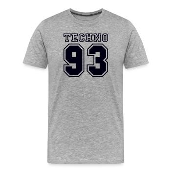 TECHNO 93 - T-shirt bio Premium Homme - gris chiné - Devant - Damien (186cm)
