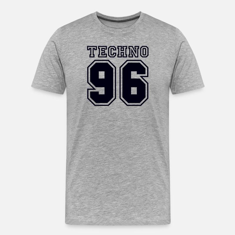 TECHNO 96 - Männer Premium Bio T-Shirt - Grau meliert