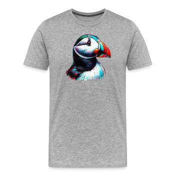 Papageitaucher - Männer Premium Bio T-Shirt - Grau meliert - Vorne - Damien (186cm)