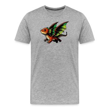 Drache - Männer Premium Bio T-Shirt - Grau meliert - Vorne - Damien (186cm)
