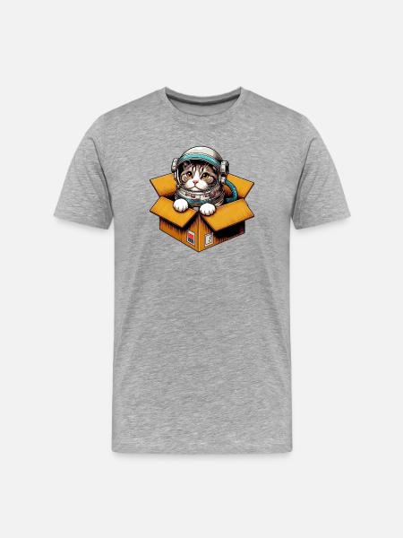 Chat astronaute - T-shirt bio Premium Homme - gris chiné