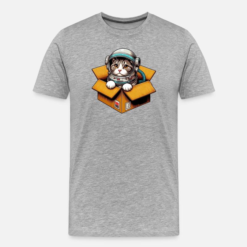 Astronaut Katze - Männer Premium Bio T-Shirt - Grau meliert