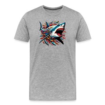 Hai - Männer Premium Bio T-Shirt - Grau meliert - Vorne - Damien (186cm)