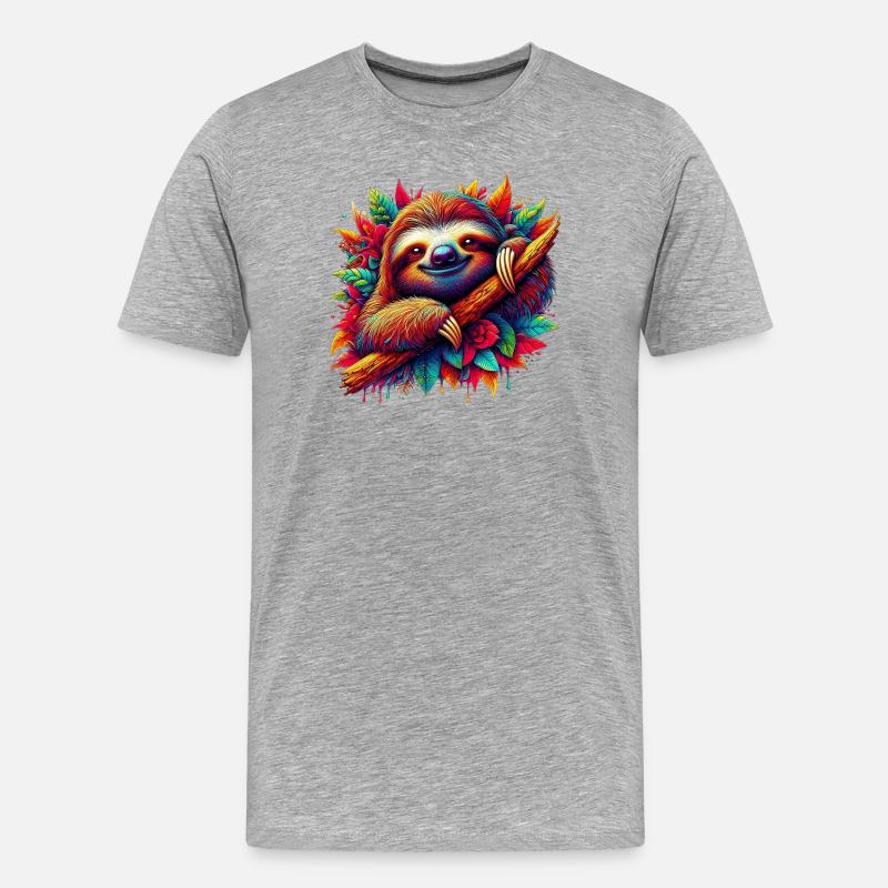 Faultier - Männer Premium Bio T-Shirt - Grau meliert
