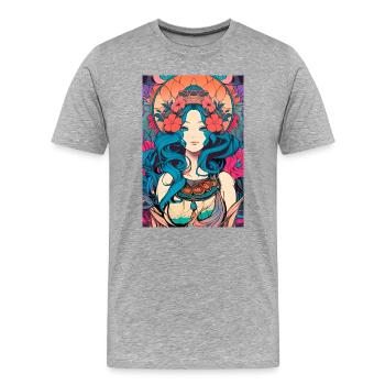 Jugendstil Madonna – Psychedelic Art Nouveau Flora - Men's Premium Organic T-Shirt - heather grey - Front - Damien (186cm)