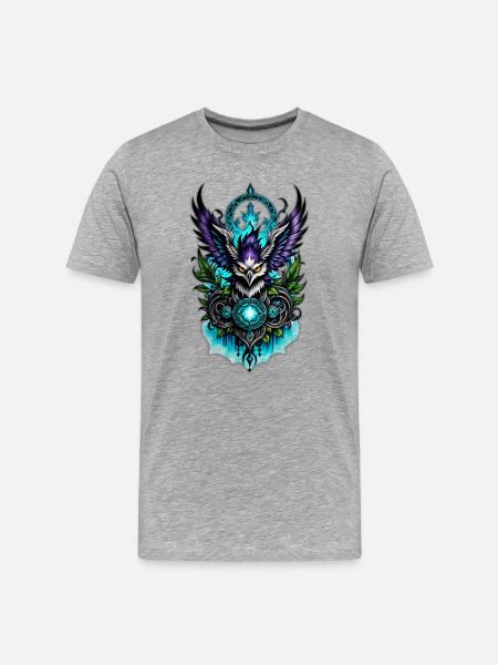 Owl with magical elements. - Men's Premium Organic T-Shirt - heather grey