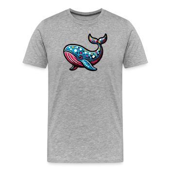 Wal - Männer Premium Bio T-Shirt - Grau meliert - Vorne - Damien (186cm)